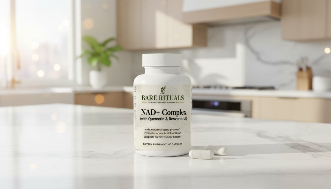 Premium Bare Rituals NAD+ Complex bottle on a clean modern surface