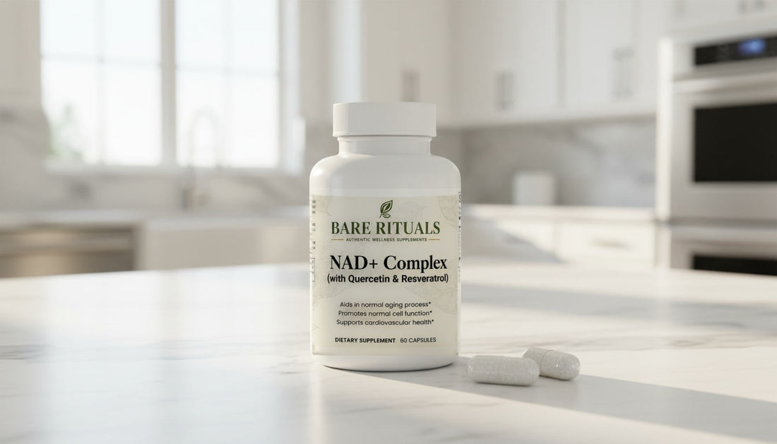 Premium Bare Rituals NAD+ Complex bottle on a clean modern surface