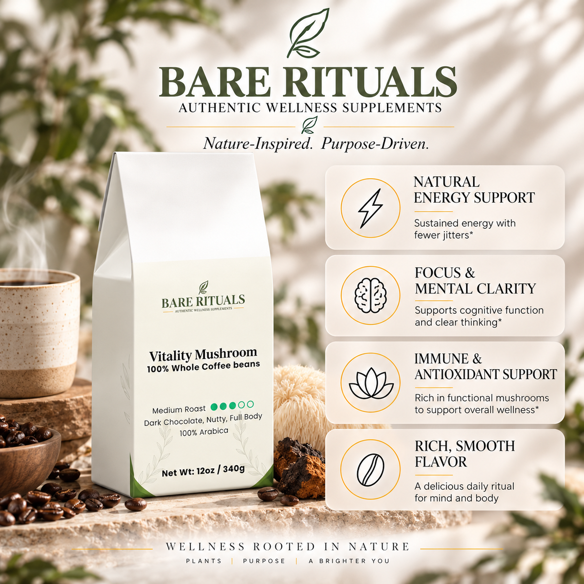 Vitality Mushroom Coffee (Medium Roast)